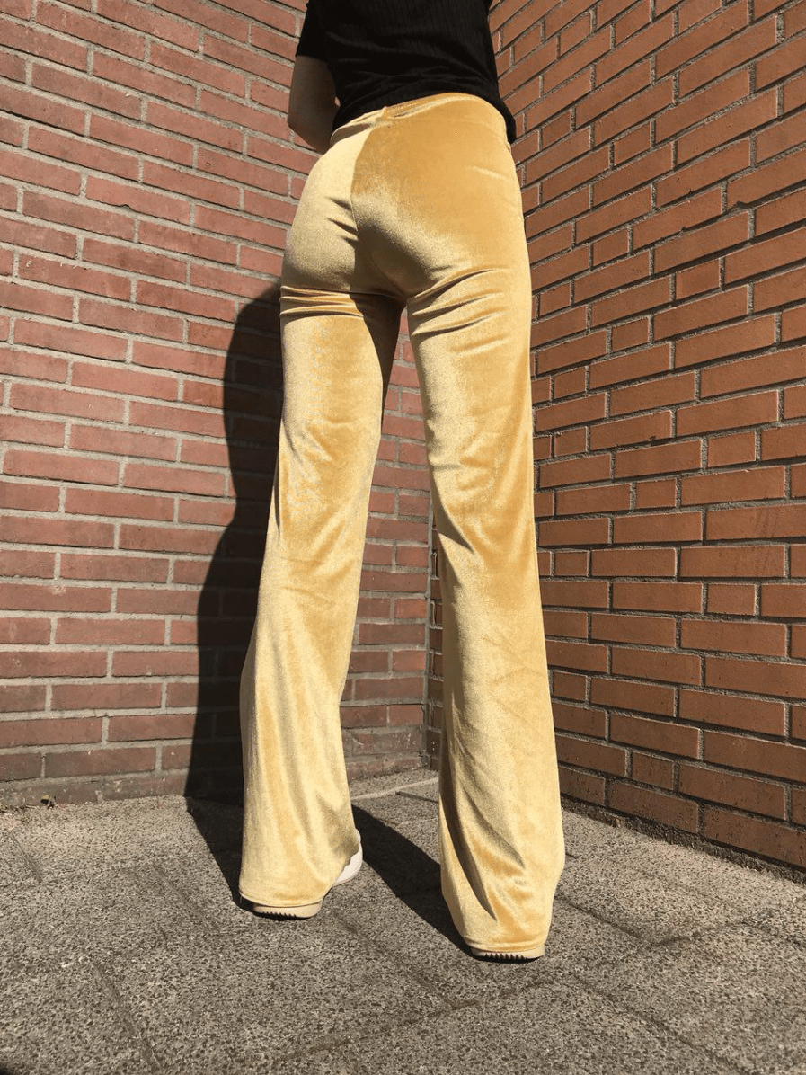 Velvet-flare-pants---Gold---Back