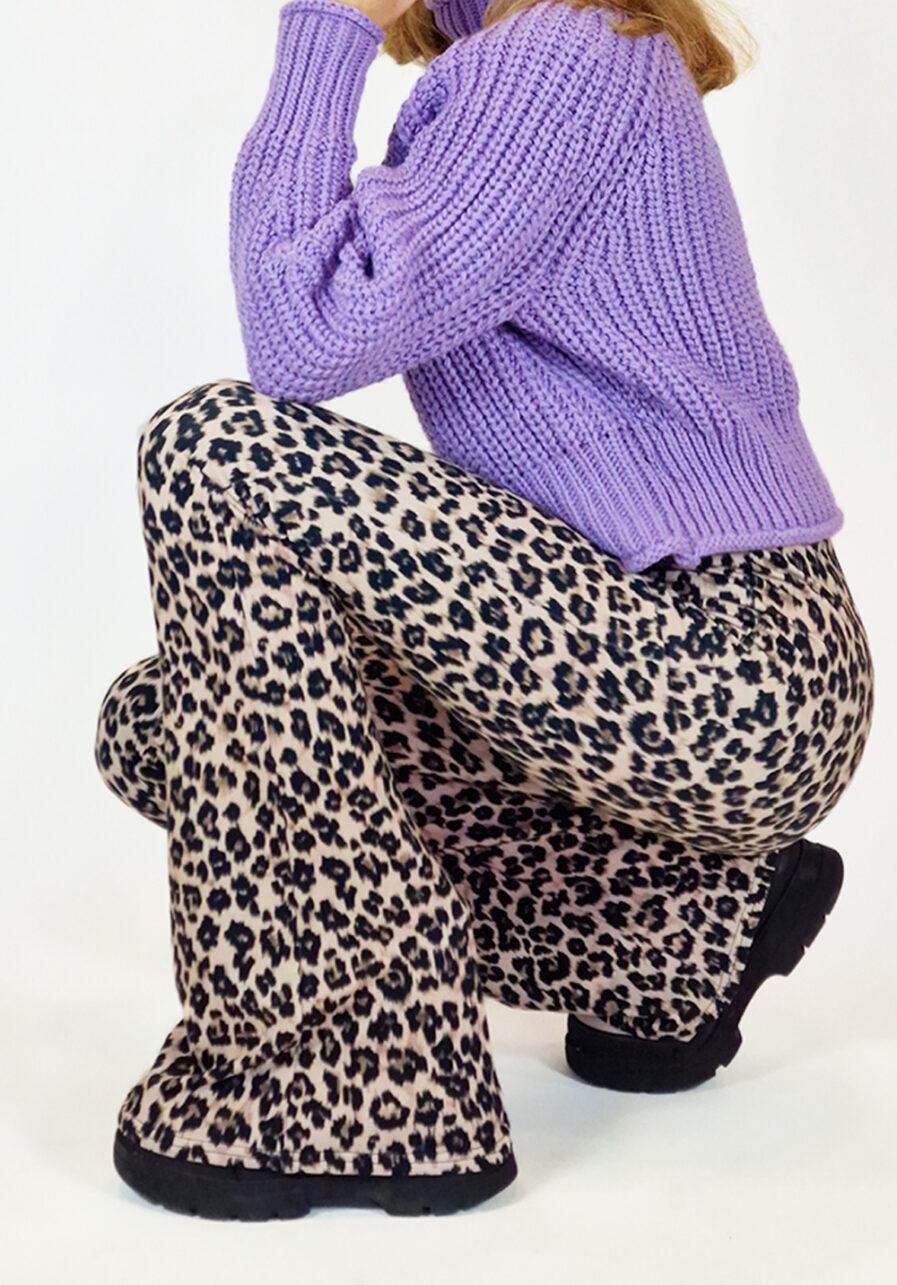 Printed flared broek leopard print - zijkant 2