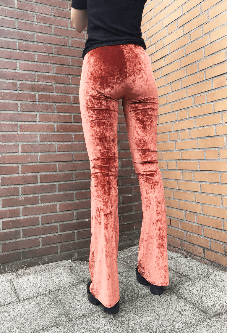 Velvet flared pants - donker oranje