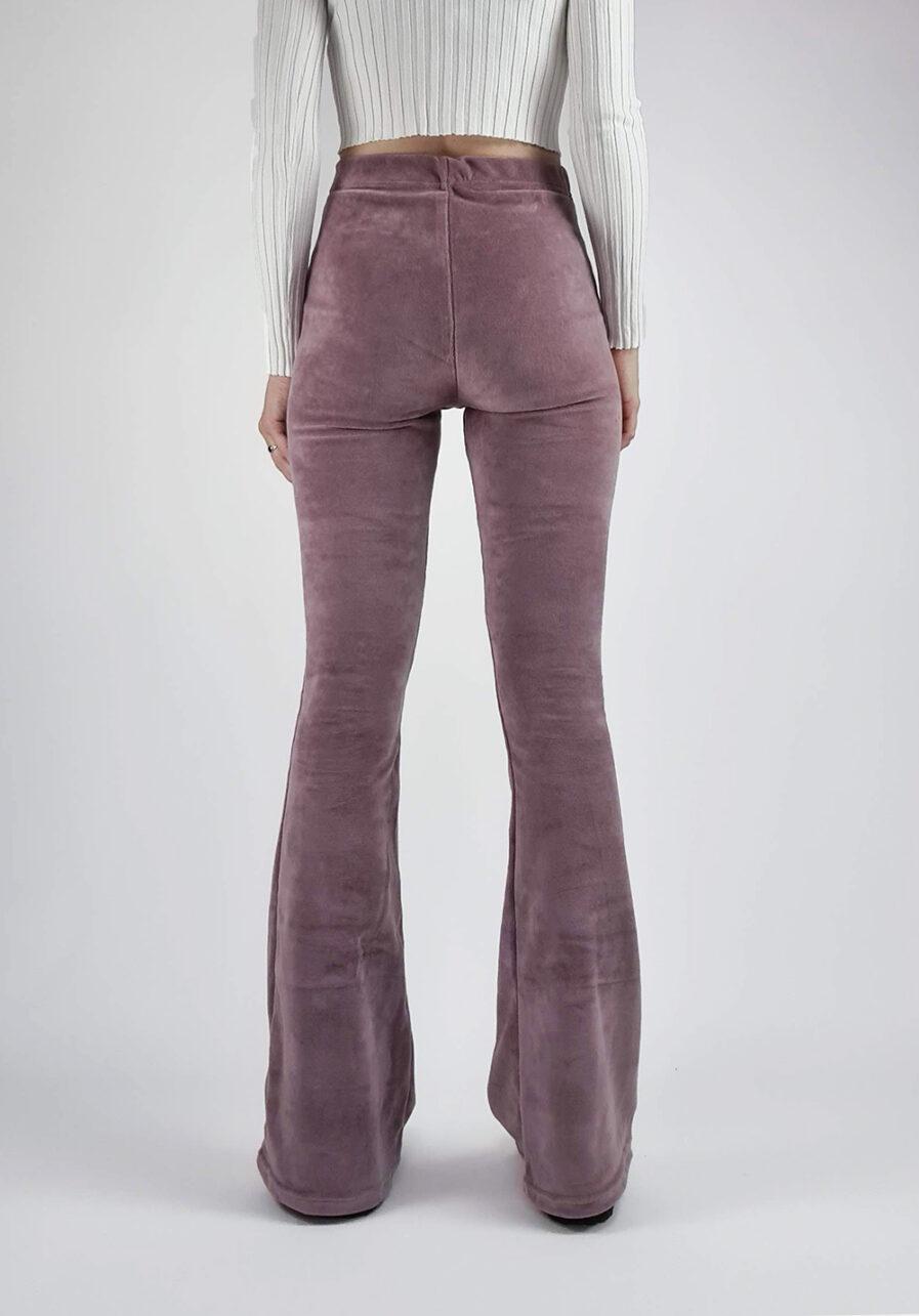 Velvet flared pants lila - achterkant