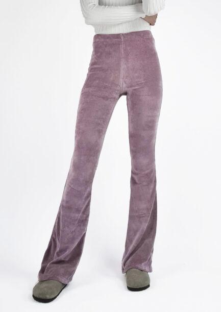 Velvet flared pants lila - voorkant