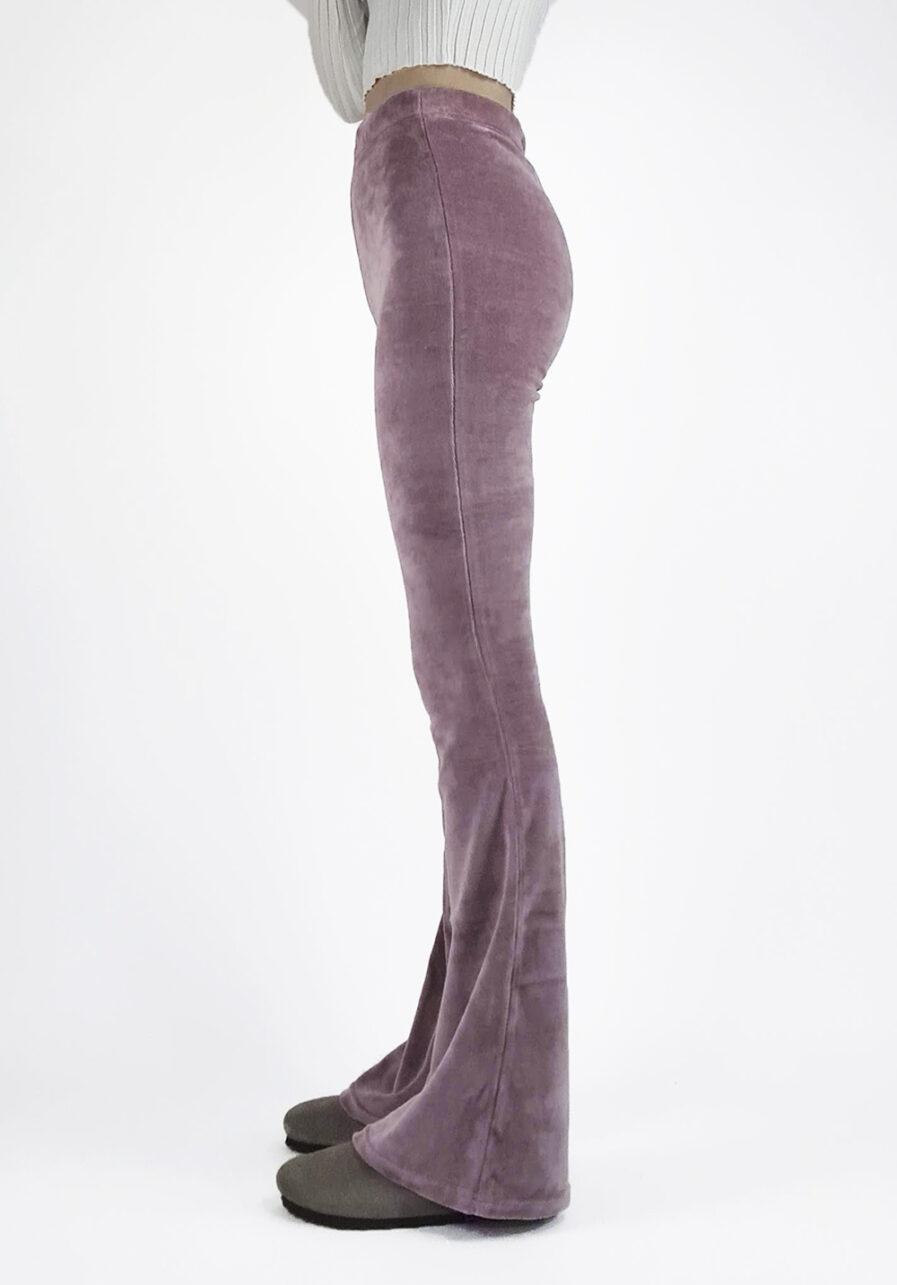 Velvet flared pants lila - zijkant