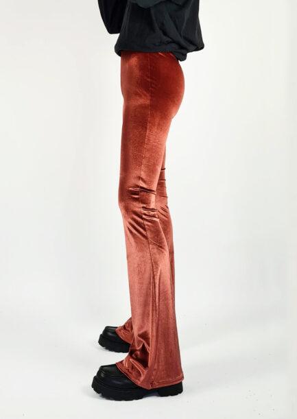 Velvet flared pants oranje - zijkant 2