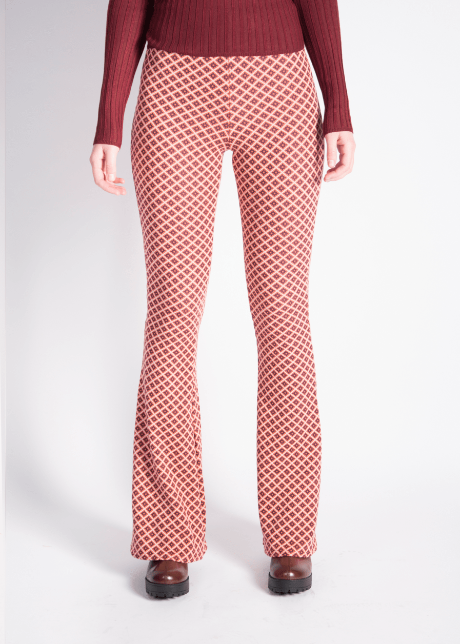 Flared pants - retro print - oranje/rood