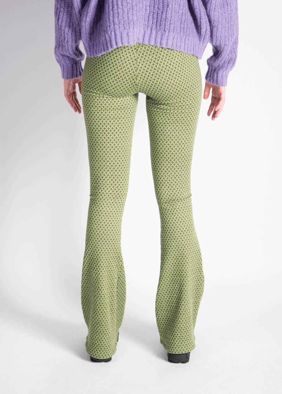 Flared pants - retro print - groen
