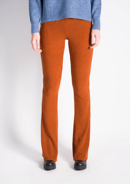 Ribbed flared pants - oranje - orange