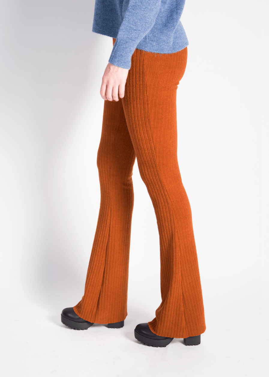 Ribbed flared pants - oranje - orange