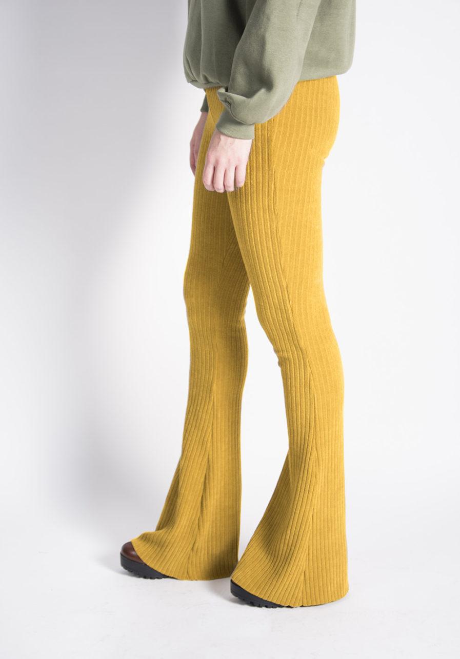 ribbed flared pants geel/yellow