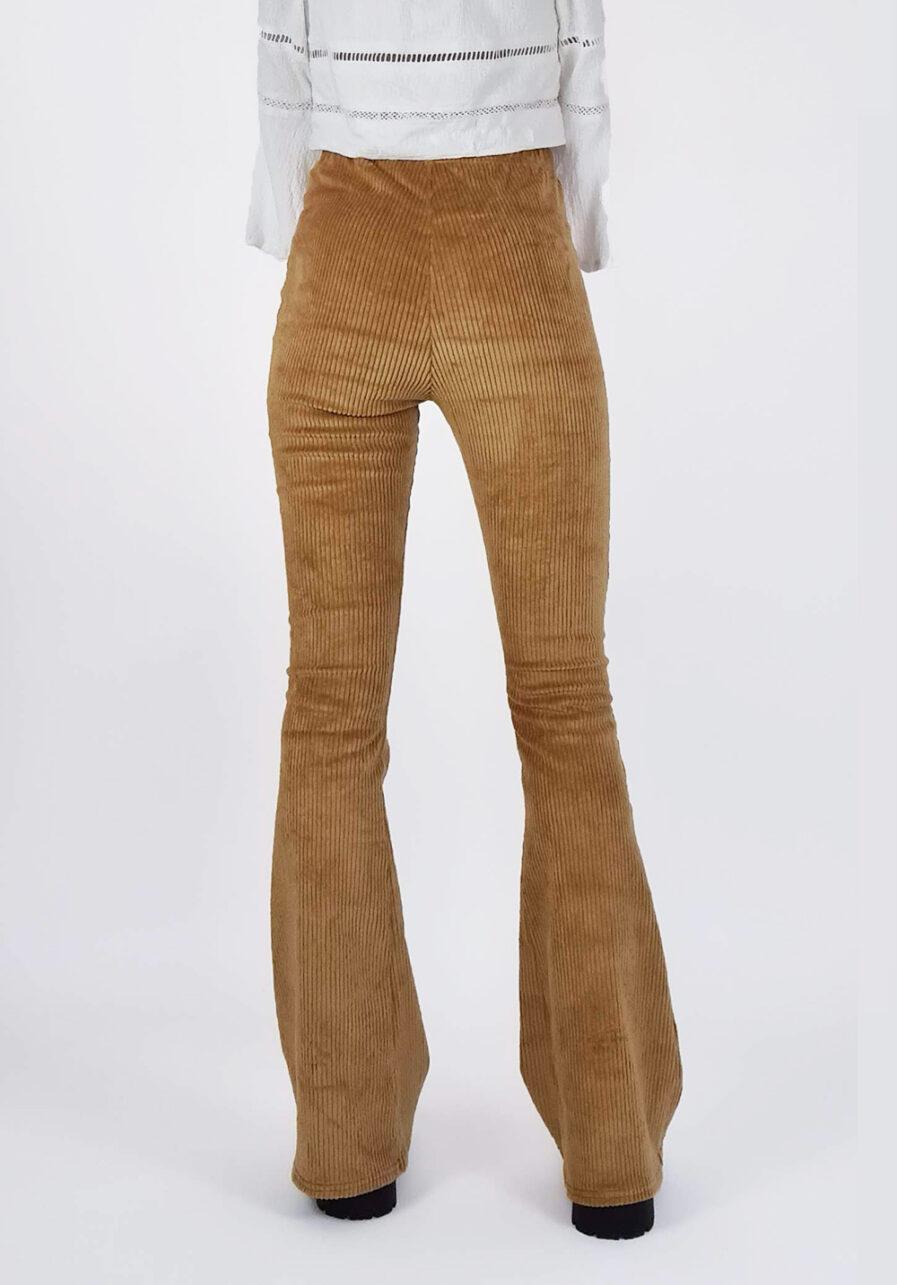 Ribbed flared pants geel - achterkant
