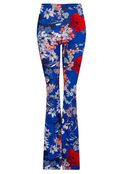Flared pants met bloemen - blauw