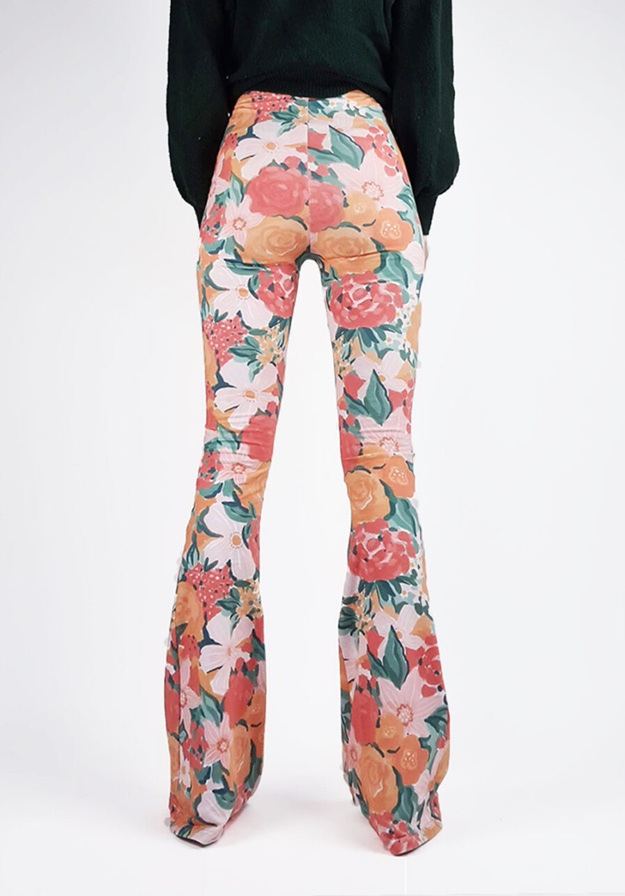 Printed flared pants bloemen - achterkant