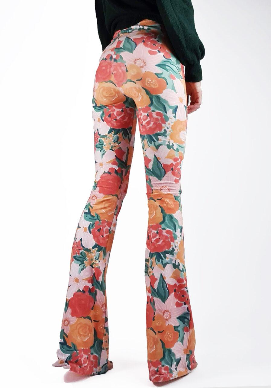 Printed flared pants bloemen - achterkant schuin