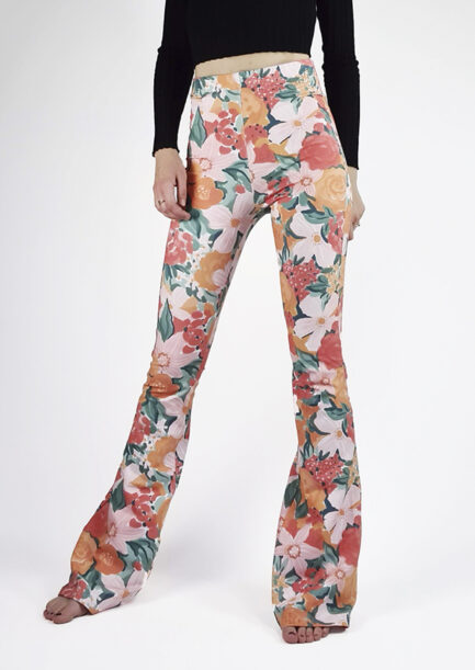Printed flared pants bloemen - voorkant