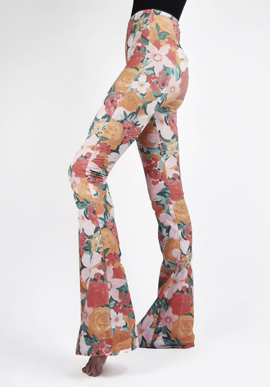 Printed flared pants bloemen - zijkant